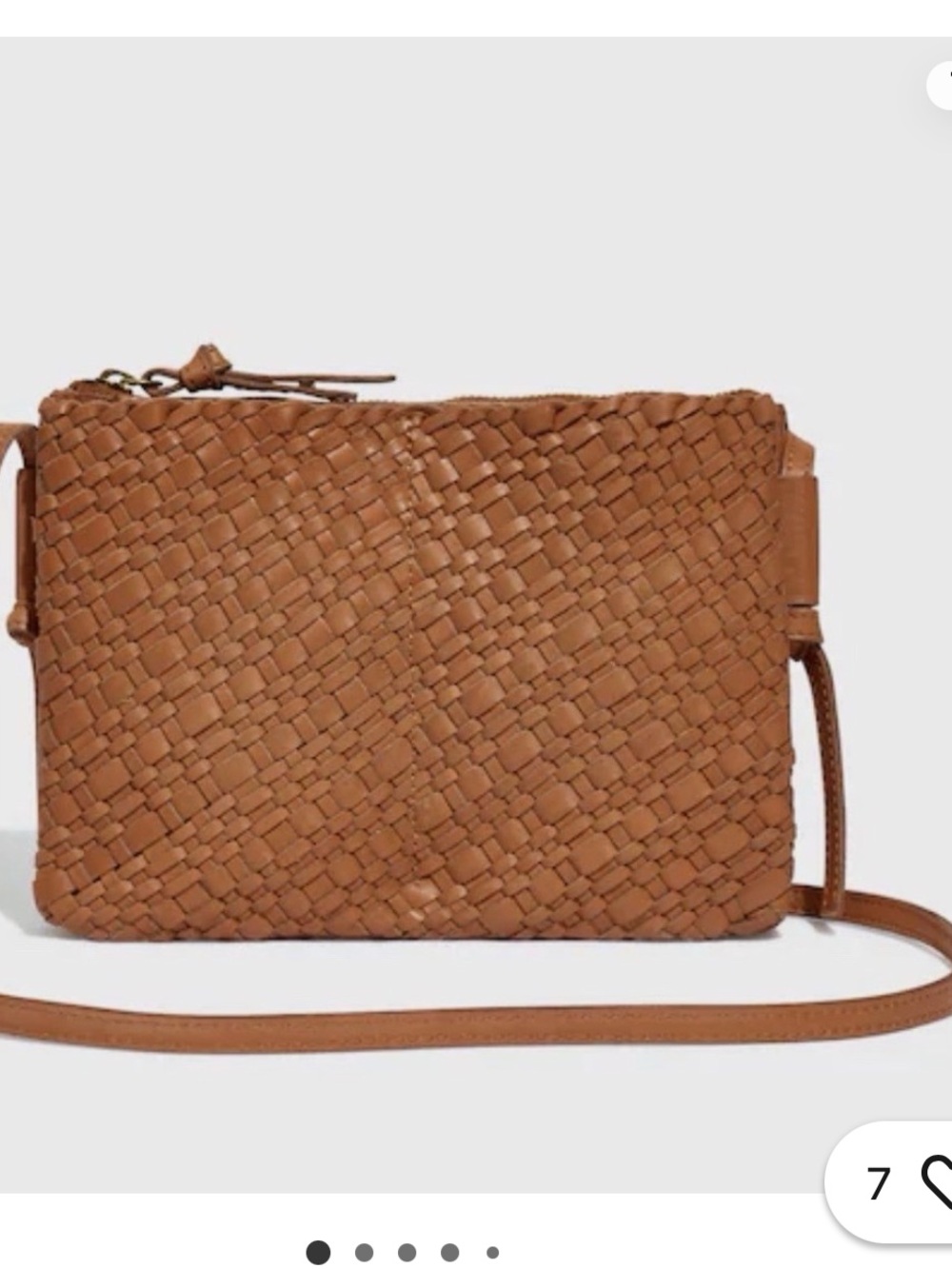 Madewell Knotted Leather Woven Crossbody Bag in Tan Brown 2 exterior pockets